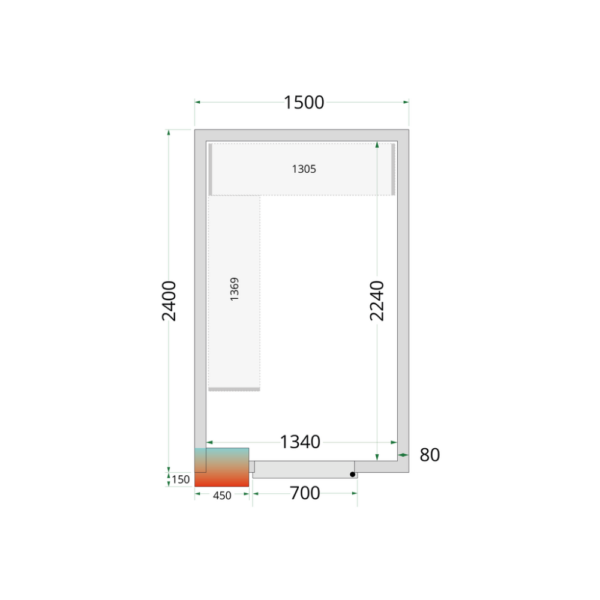 Cold Room Panels 80 mm - CR 150x240x212 NF