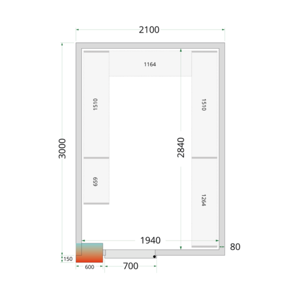Cold Room Panels 80 mm - CR 210x300x220