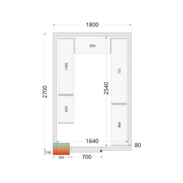 Cold Room Panels 80 mm - CR 180x270x212 NF