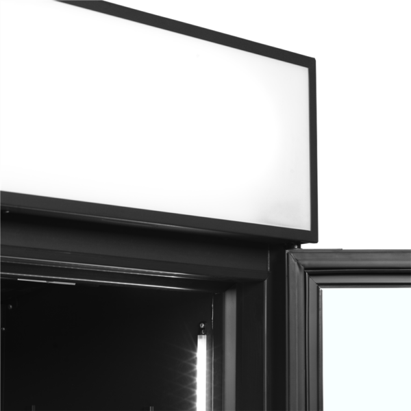 Black 2-door display cooler with canopy - FSC1200H BLACK - Image 2