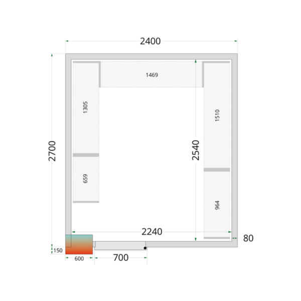 Cold Room Panels 80 mm - CR 240x270x212 NF