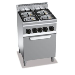 Gaasipliit Bertos Plus 600, 4 põletiga, gaasiahjuga – 680 mm