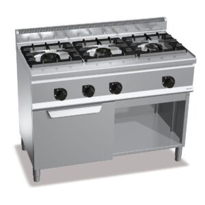 Gaasipliit Bertos Plus 600, 3 põletiga, gaasiahjuga – 1290 mm